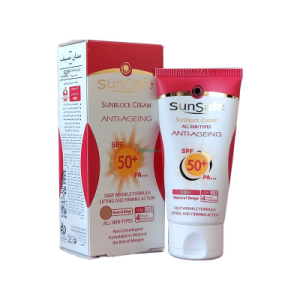 کرم ضدآفتاب ضدچروک spf50 (بژ روشن) _ سان سیف