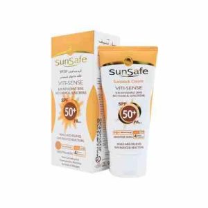 کرم ضدآفتاب فاقد جاذبهای شیمیائی spf50 (بژ طبیعی) _ سان سیف