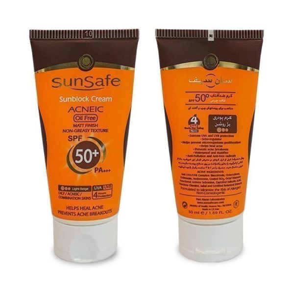 کرم ضدآفتاب فاقد چربی spf50 (بژ روشن) _ سان سیف