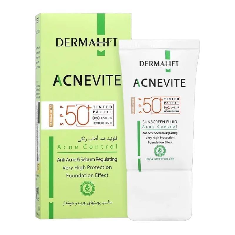 فلوئید ضدآفتاب SPF50 بژ طبیعی پوست چرب (ACNEVITE) _ درمالیفت