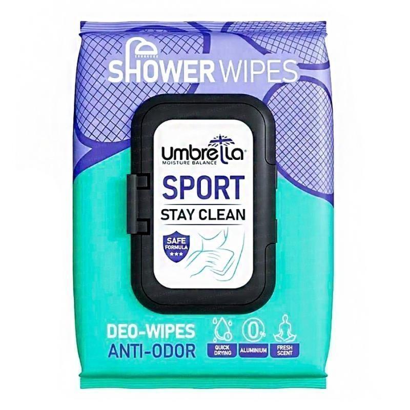 UmbrellaShowerWipesSport.jpg دستمال مرطوب خوشبو کننده بدن اسپورت (50برگی) _ آمبرلا