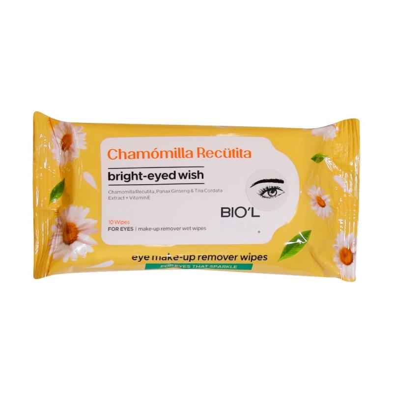 BiolEyeMakeupRemover10wipe.jpg دستمال مرطوب پاک کننده چشم 10برگی (بابونه) _ بیول