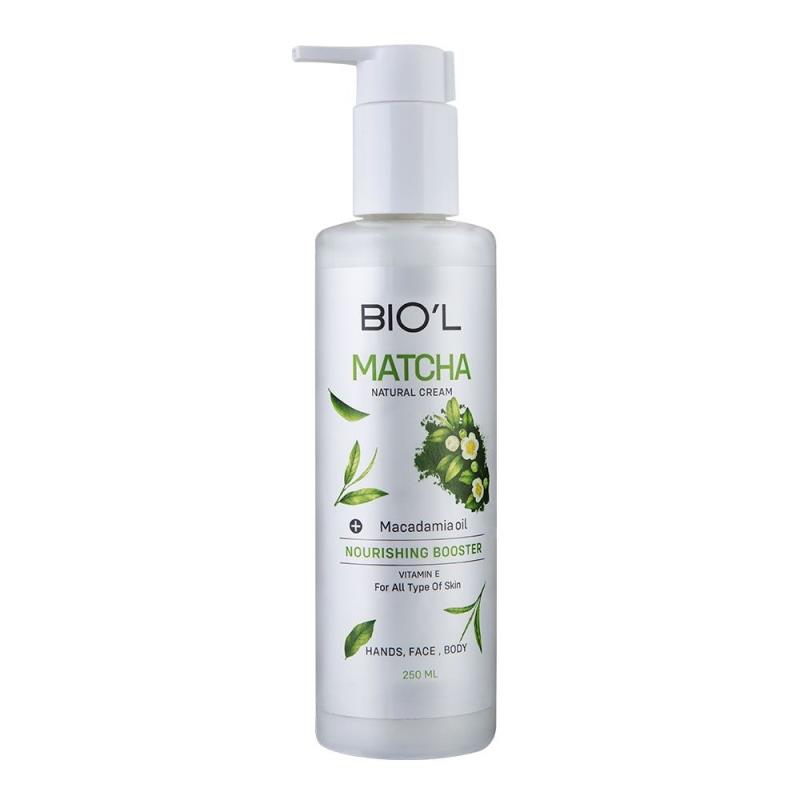 BiolMatchaCream250ml.jpg کرم مرطوب کننده پمپی 250میل (ماچا ماکادمیا) _ بیول