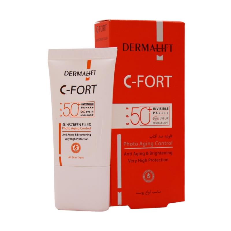 DermaliftC-FortSPF50SunscreenFluid.jpg فلوئید ضدآفتاب SPF50 ویتامین سی (C-FORT) _ درمالیفت