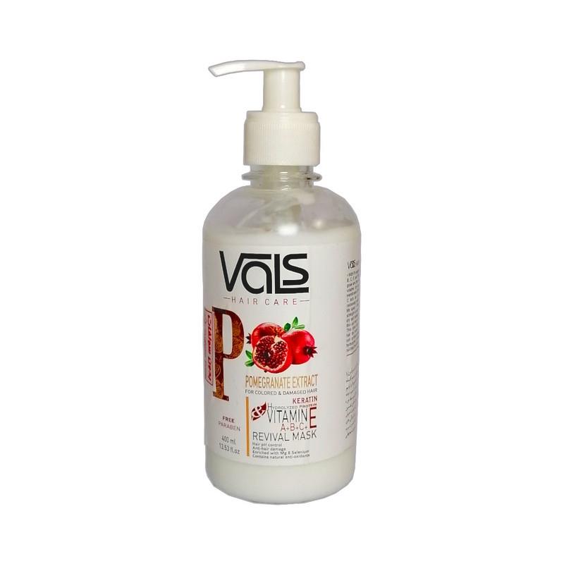 ValsHairMask1.jpg ماسک بدون سولفات موهای رنگ شده (انار) 400میل _ والس